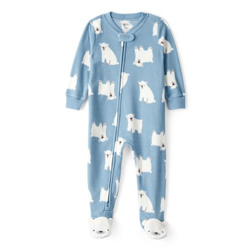 Carter´s Osito Pijama Micropolar Cierre Osos Polares Celeste