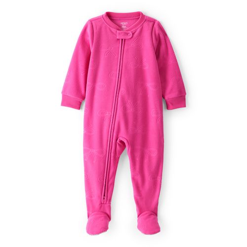 Carter´s Osito Pijama Micropolar Cierre Rosa Moños