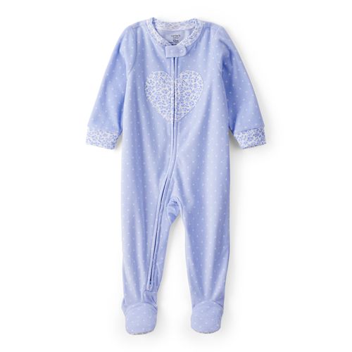 Carter´s Osito Pijama Micropolar Cierre Corazon Floral