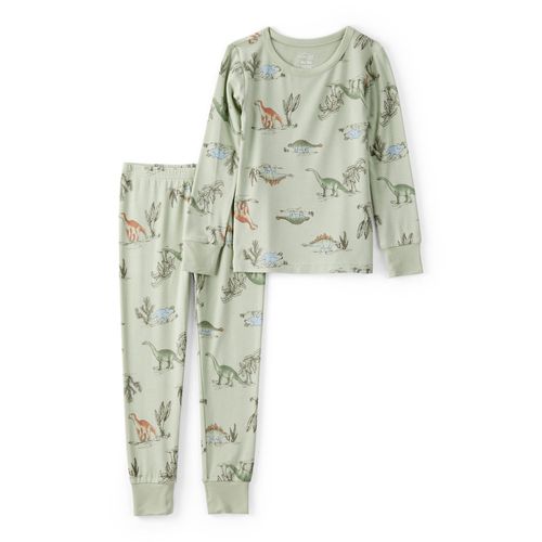 Carter´s Set 2 Piezas Purelysoft Pijama Remera Mangas Largas Pantalon Verde Dinosaurios