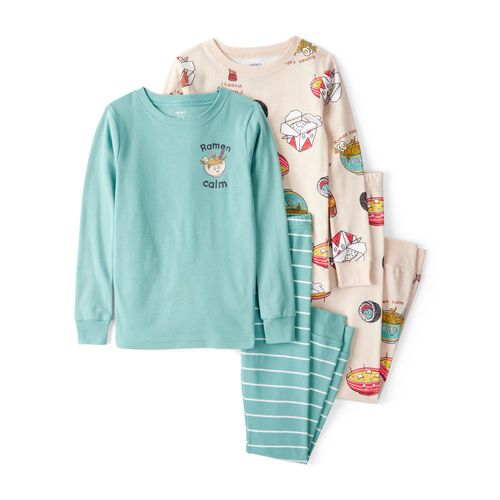 Carter´s Set 4 Piezas Pijama Algodon Remera Mangas Largas Pantalon Ramen Calm