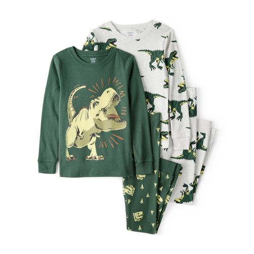 Carter´s Set 4 Piezas Pijama Algodon Remera Mangas Largas Pantalon Dinosaurios