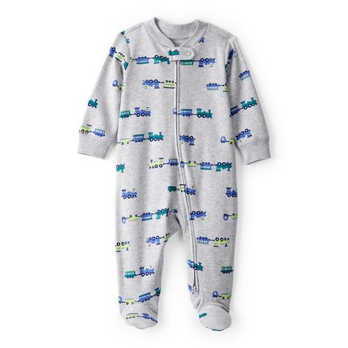 Carter´s Osito Pijama Cierre Algodon Trenes Gris