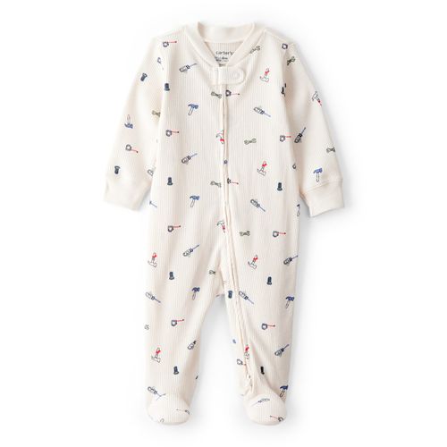 Carter´s Osito Pijama Cierre Algodon Blanco Herramientas