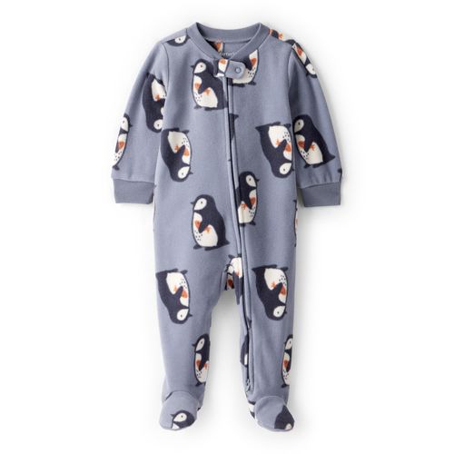 Carter´s Osito Pijama Cierre Micropolar Pinguinos Gris
