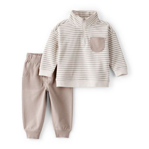 Carter´s Set 2 Piezas Buzo Pantalon Rayas Beige