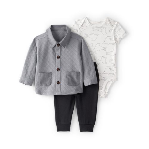 Carter´s Set 3 Piezas Body Mangas Cortas Campera Botones Pantalon