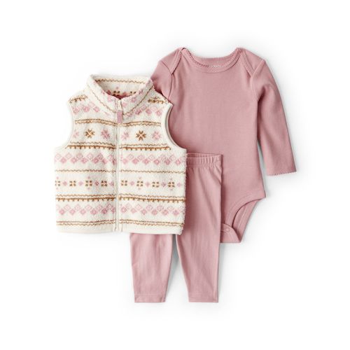 Carter´s Set 3 Piezas Body Mangas Largas Chaleco Sherpa Pantalon