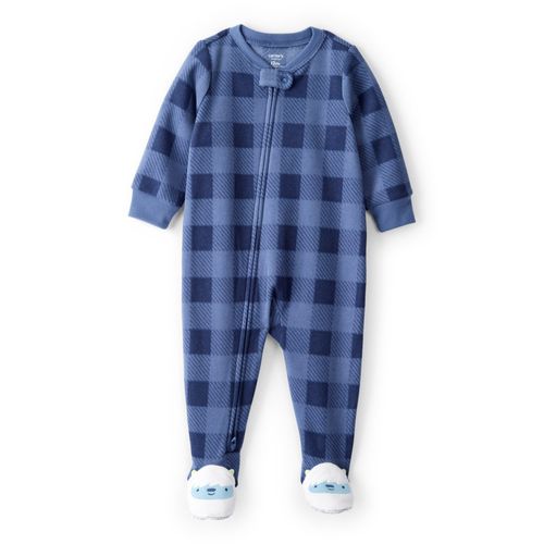 Carter´s Osito Pijama Plush Cuadrille Azules Yeti