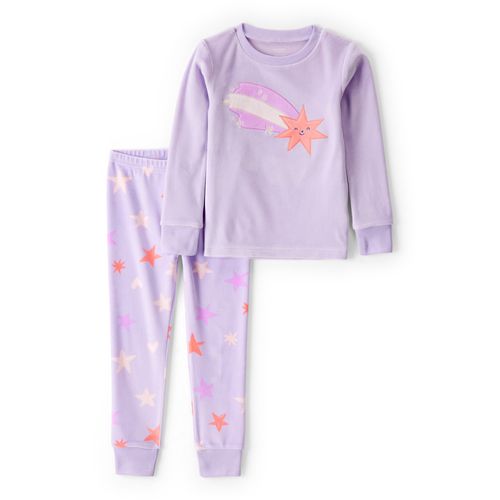 Carter´s Set 2 Piezas Pijama Plush Remera Mangas Largas Lila Estrellas