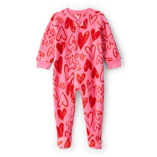 Carter´s Osito Pijama Micropolar Cierre Rosa Rojo Corazones