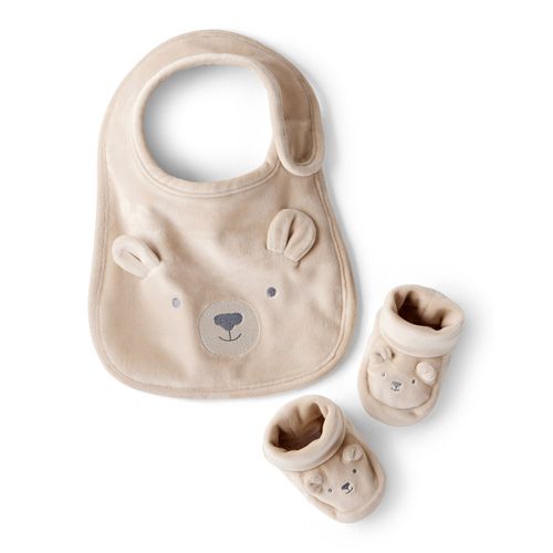 Carter´s Set 2 Piezas Babero Escarpines Osito Marron