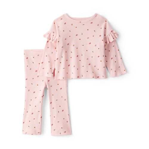 Carter´s Set 2 Piezas Remera Mangas Largas Volados Pantalon Hojitas