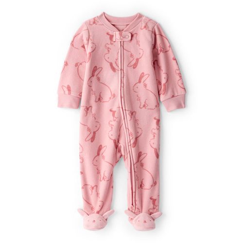 Carter´s Osito Pijama Cierre Micropolar Conejos Rosa