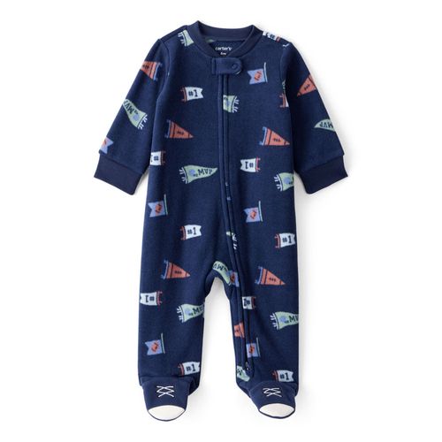 Carter´s Osito Pijama Micropolar Cierre Azul