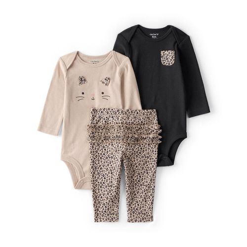 Carter´s Set 3 Piezas Bodies Mangas Largas Pantalon Animal Print
