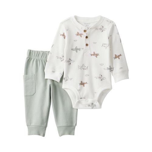 Carter´s Set 2 Piezas Body Mangas Largas Pantalon Aviones