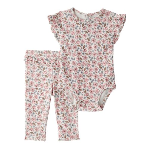 Carter´s Set 2 Piezas Body Mangas Cortas Pantalon Volados Floral