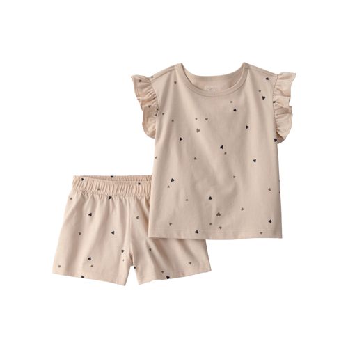 Carter´s Set 2 Piezas Remera Mangas Cortas Short Marron Corazones