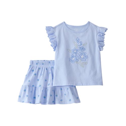 Carter´s Set 2 Piezas Remera Mangas Cortas Volados Pollera Short Floral