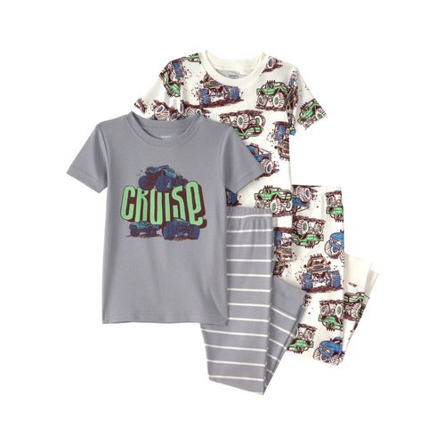 Carter´s Set 4 Piezas Pijamas Algodon Remeras Mangas Cortas Pantalones Monster Truck