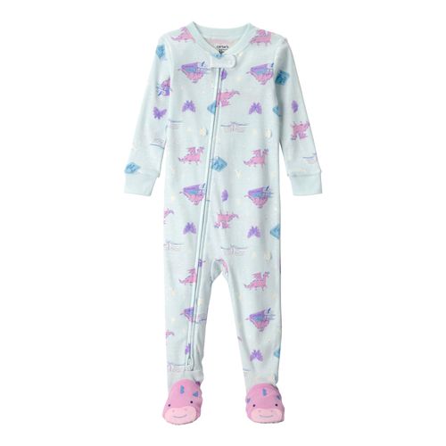 Carter´s Osito Pijama Algodon Cierre Dragon Rosa