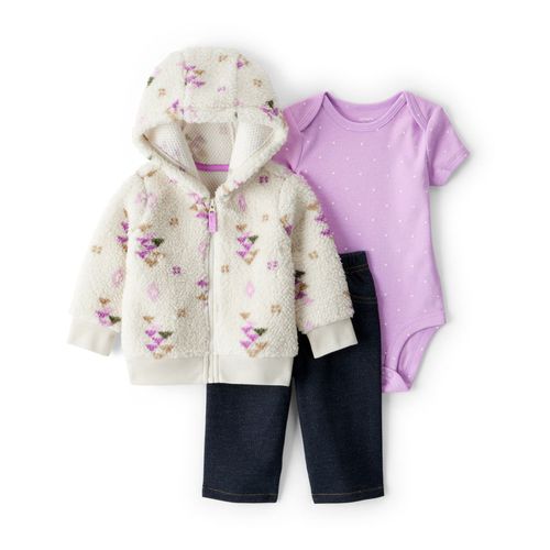 Carter´s Set 3 Piezas Body Mangas Cortas Campera Capucha Sherpa Pantalon