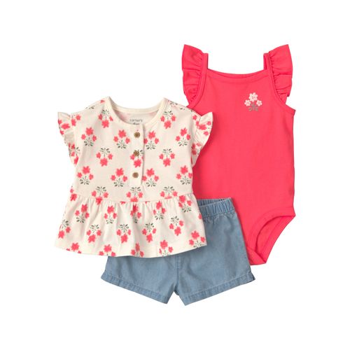 Carter´s Set 3 Piezas Body Musculosa Remera Mangas Cortas Short Floral