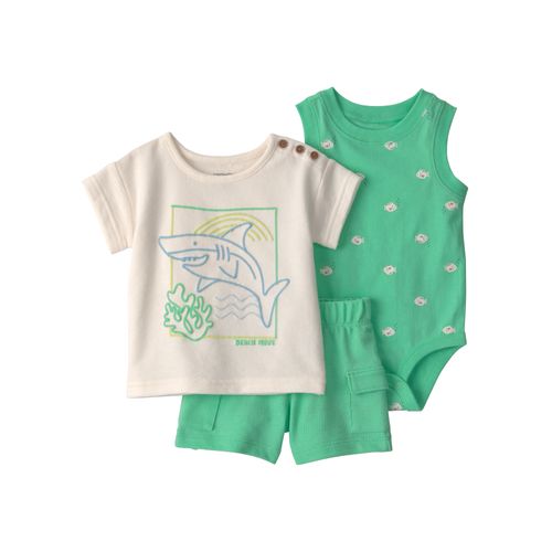 Carter´s Set 3 Piezas Body Musculosa Remera Mangas Cortas Short Tiburon