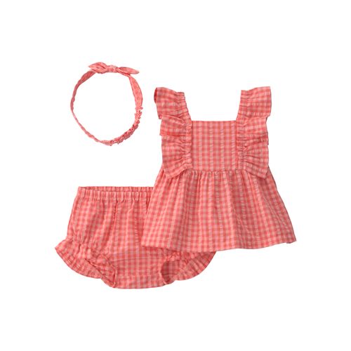 Carter´s Set 3 Piezas Remera Musculosa Volados Vincha Short Cuadrille