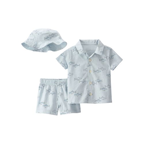 Carter´s Set 3 Piezas Camisa Mangas Cortas Gorro Short Tiburones