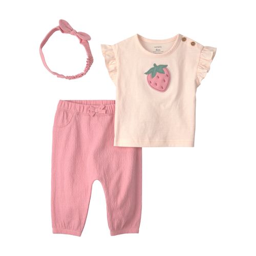 Carter´s Set 3 Piezas Remera Mangas Cortas Vincha Pantalon Frutilla