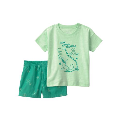Carter´s Set 2 Piezas Remera Mangas Cortas Short Dinosaurios Verde